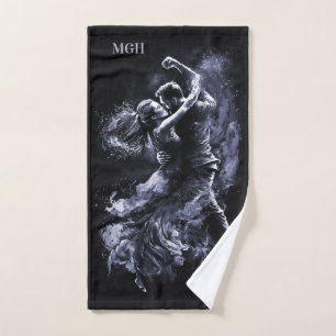 Custom Monogram Dancing Couple Hand Towel