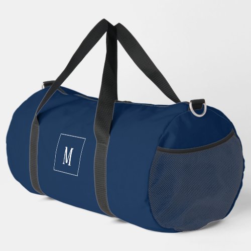 Custom monogram dark blue all over duffle bag