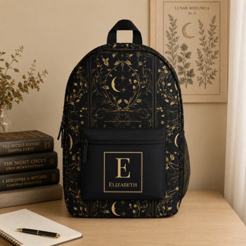 Custom Monogram Dark Botanical School Backpack