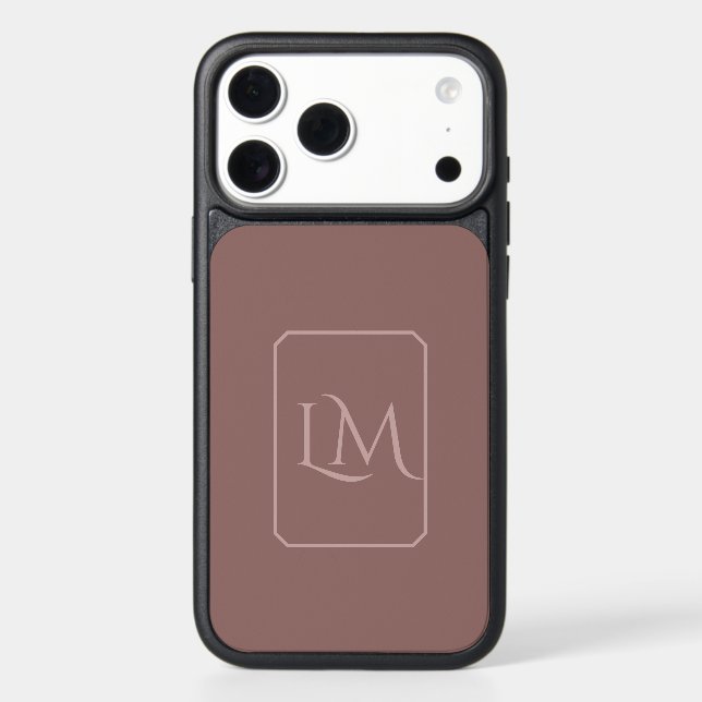 Custom Monogram Dark Rose Taupe  Otterbox iPhone Case (Back)