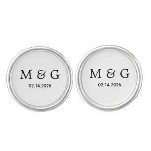 Custom Monogram Date Cufflinks for Formal Wear