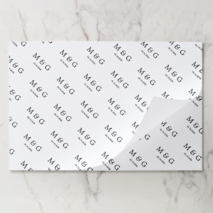Custom Monogram Date Pattern White Large Paper Pad