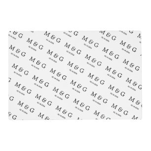 Custom Monogram Date Pattern White Placemat