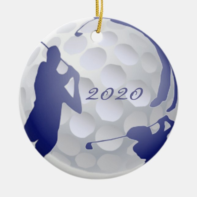Custom Monogram Dated Golf Sport Hobby Ceramic Ornament (Front)