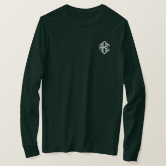 Custom Monogram Deep Forest Embroidered Long Sleeve T-Shirt