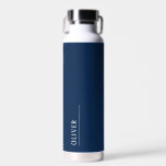 Custom monogram, deep navy blue  water bottle<br><div class="desc">Simple typography and a modern navy blue color give this design an elegant ease. Pair with other items from this Collection to make a matching set for yourself or as a gift.</div>