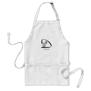 Custom Monogram Design flower letter D  Adult Apron