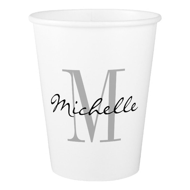Custom monogram disposable throw away paper cups | Zazzle