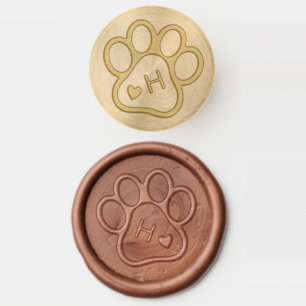 Custom Monogram Dog Pet Paw Heart Wax Seal Stamp
