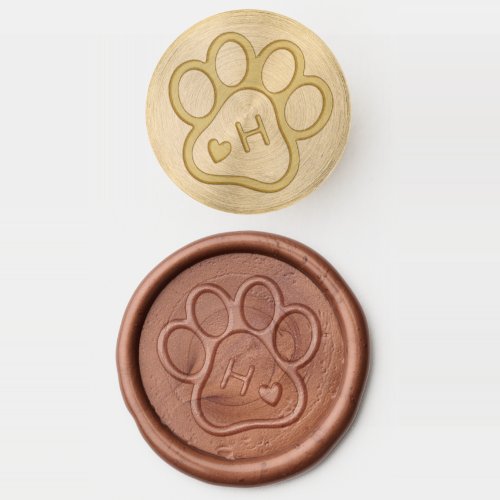 Custom Monogram Dog Pet Paw Heart Wax Seal Stamp