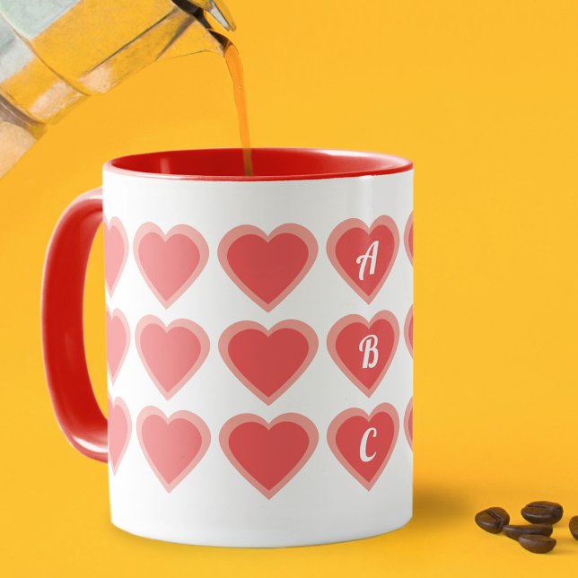 Custom Monogram Double Heart Mug (Creator Uploaded)