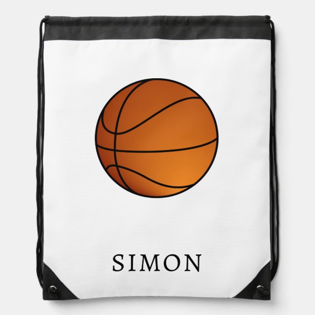 Custom Monogram Drawstring bag with Basketball  (Front)