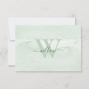 Custom Monogram Dusty Green Watercolor Family Thank You Card