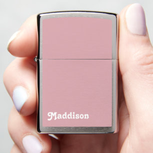 Custom monogram, dusty pink retro typography zippo lighter