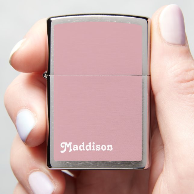 Custom monogram, dusty pink retro typography  zippo lighter (In Hand)