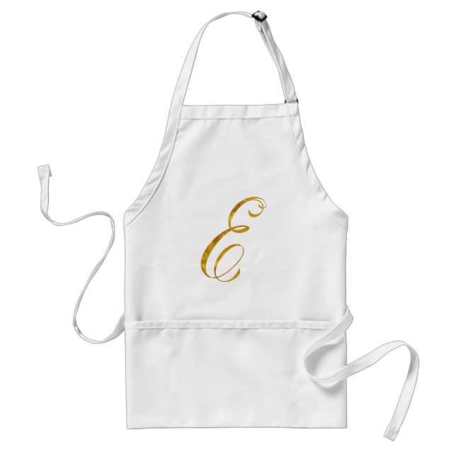 Custom Monogram E Faux Gold Foil Monograms Initial Adult Apron (Front)