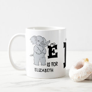 Custom monogram E is for cute colorful Elephant Coffee Mug