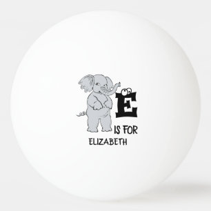 Custom monogram E is for cute colorful Elephant Ping Pong Ball