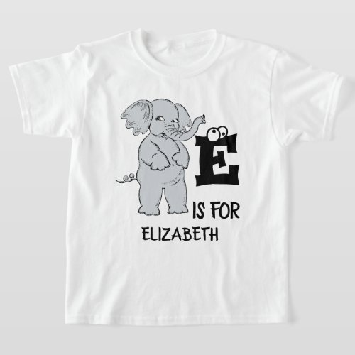 Custom monogram E is for cute colorful Elephant  T_Shirt