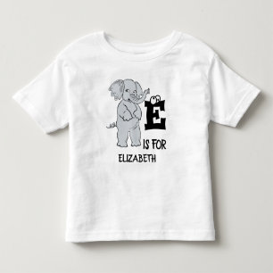 Custom monogram E is for cute colorful Elephant Toddler T-shirt