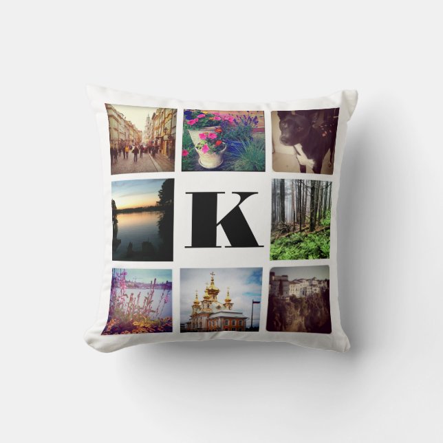 Custom Monogram Eight Instagram Photo Pillow (Front)