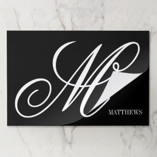 Custom monogram elegant black and white tearaway paper pad