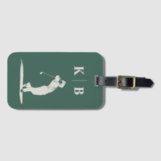 Custom Monogram Elegant Green Personalized Golf Luggage Tag