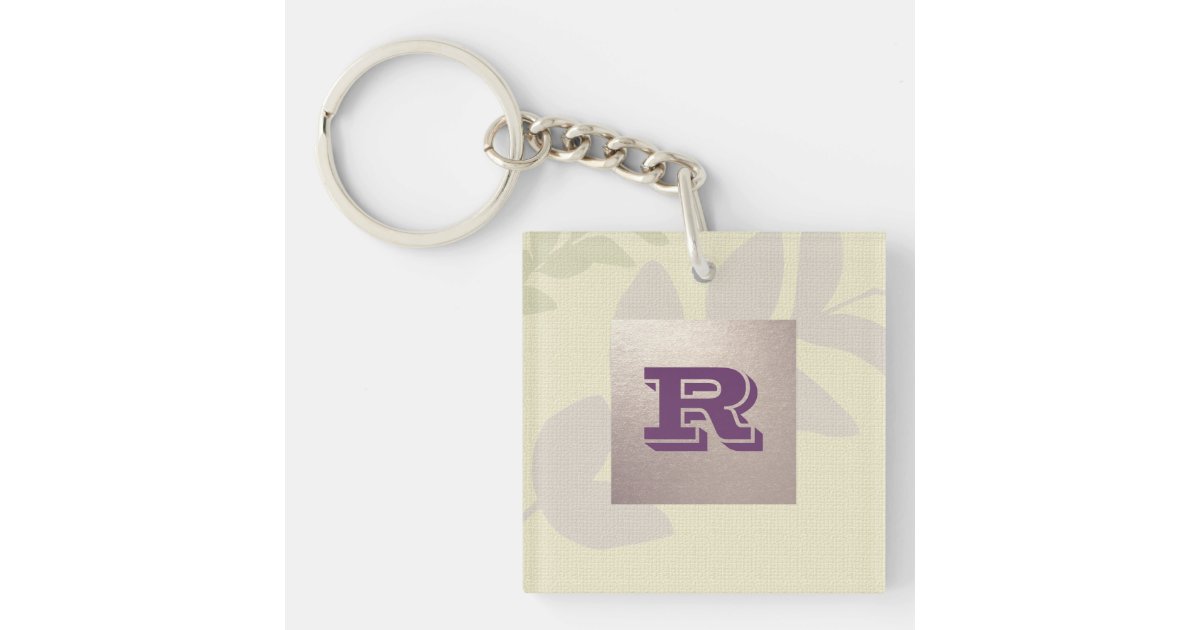 Custom Monogram Elegant Leaf Design Gift Keychains