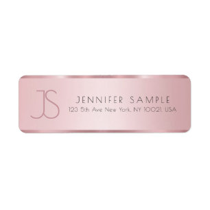 Custom Monogram Elegant Rose Gold Return Address Label