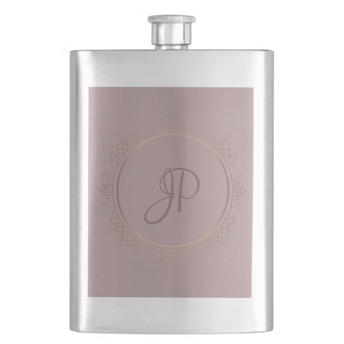 Custom Monogram Elegant Rose Gold Template Flask