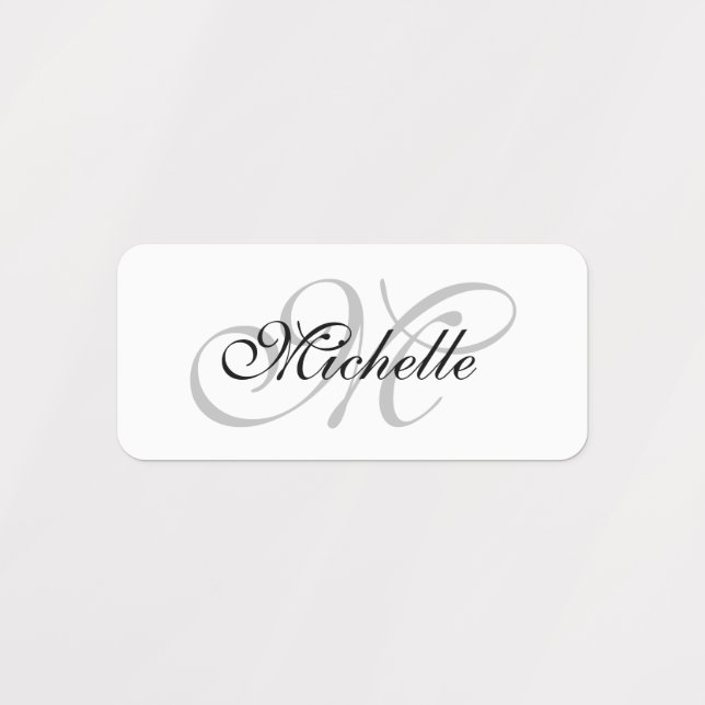 Custom monogram elegant script waterproof clothing kids' labels (Design 1)