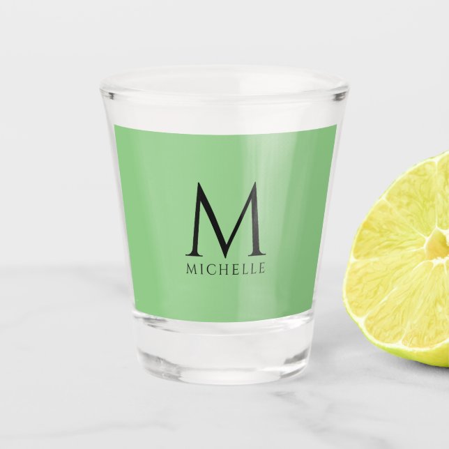Custom Monogram Elegant Template Plain Trendy Shot Glass (Front)