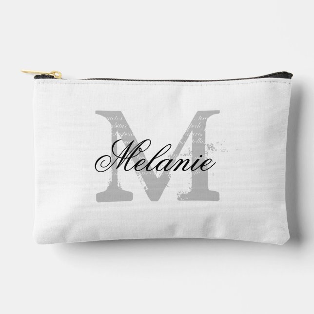 Custom monogram elegant typography cosmetic bag (Front)