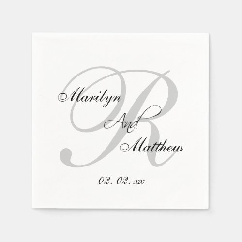 Custom Monogram Elegant Wedding Paper Napkins