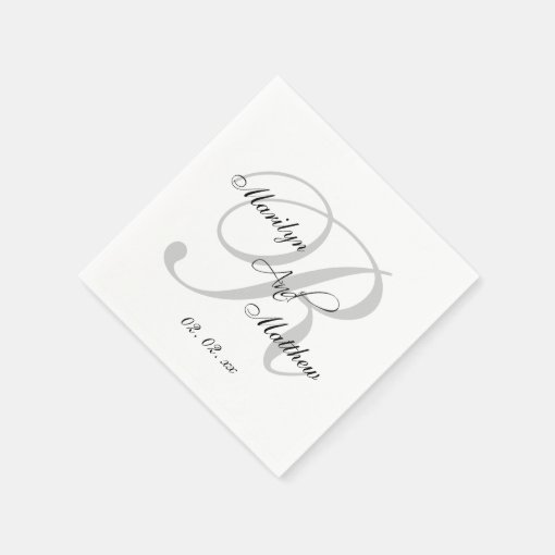 Custom Monogram Elegant Wedding Paper Napkins 