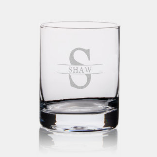 Custom Monogram Engraved Gift Rocks Glass