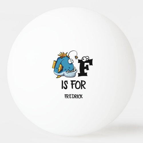 Custom monogram F is for Fish cartoon illustration Ping Pong Ball
