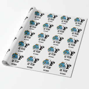 Custom monogram F is for Fish cartoon illustration Wrapping Paper
