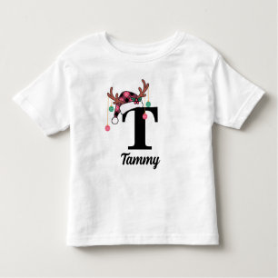 Custom Monogram Family Christmas Plaid Santa Hat Toddler T-shirt