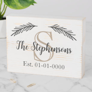 Custom Monogram Family Name Est Wood Photo Sign