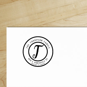 Custom Monogram Family Name Return Address Rubber Stamp
