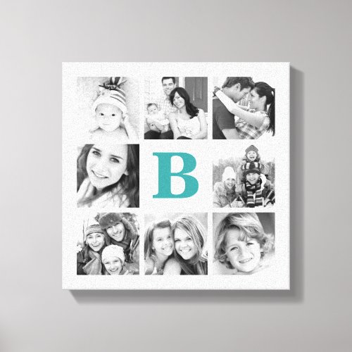 Custom Monogram Family Photo Collage Canvas