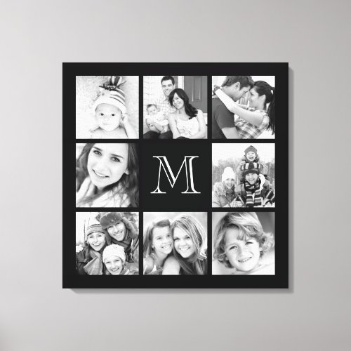 Custom Monogram Family Photo Collage Canvas