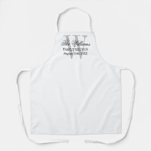 Custom monogram family reunion BBQ party cooking Apron