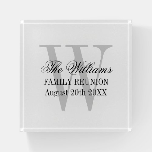 Custom monogram family reunion elegant paperweight