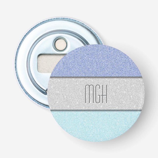 Custom Monogram Faux Glitter Bling Bottle Opener (Front)