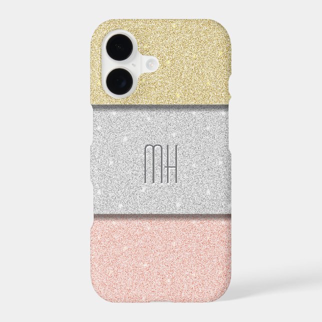 Custom Monogram Faux Glitter Bling Case-Mate iPhone Case (Back)