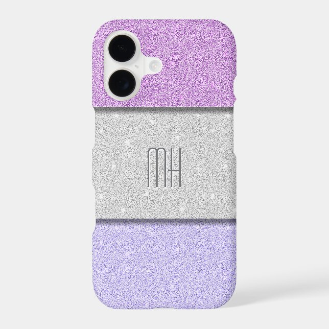 Custom Monogram Faux Glitter Bling Case-Mate iPhone Case (Back)