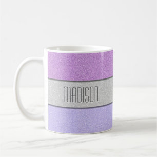 Custom Monogram Faux Glitter Bling Coffee Mug