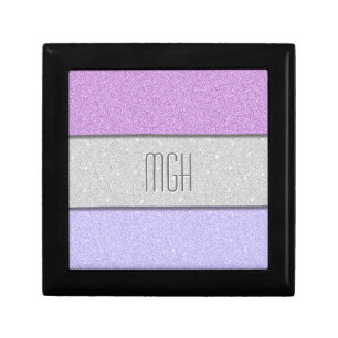 Custom Monogram Faux Glitter Bling Gift Box